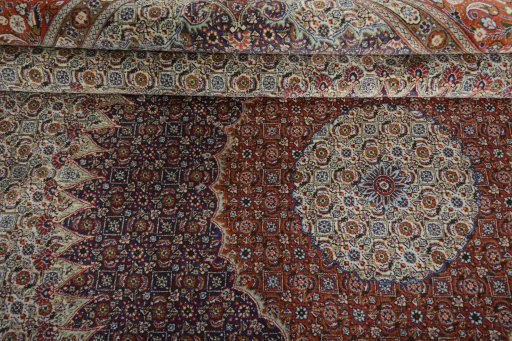 Close-up detail of Unknown Moud rug from Iran / Persia showing Cotton weave