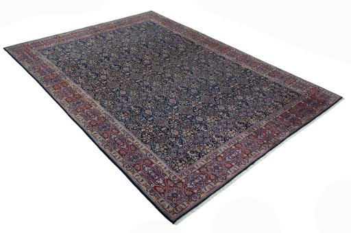 Close-up detail of 1970s Moud rug from Iran / Persia showing Wool weave