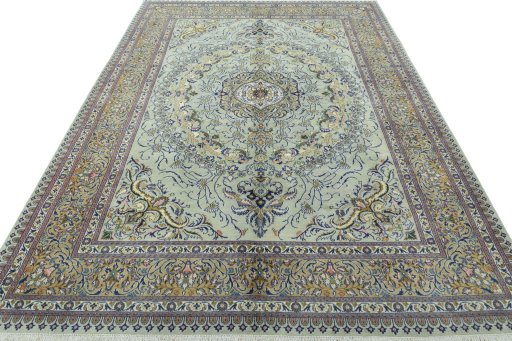 Surface texture of 2000s Moud rug with natural Wool and intricate pattern