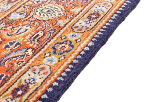 Close-up detail of 2020s Moud rug from Iran / Persia showing Wool weave