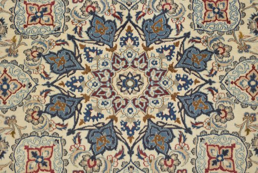 Close-up detail of New Nain rug from Iran / Persia showing Wool weave