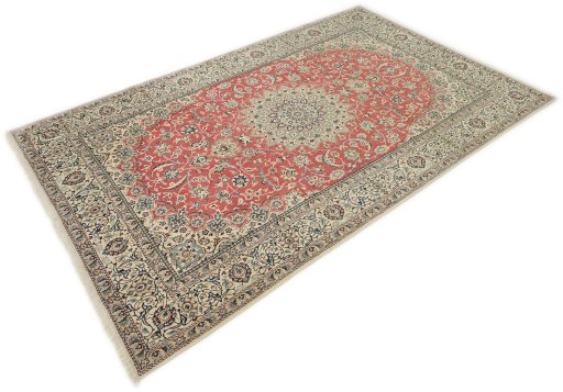 Close-up detail of New Nain rug from Iran / Persia showing Wool weave