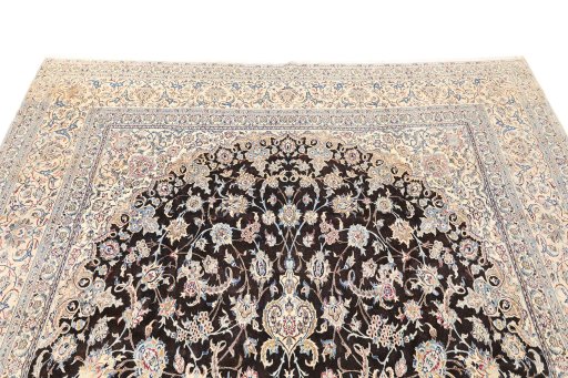 Surface texture of New Nain rug with natural Wool and intricate pattern