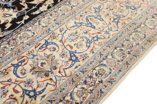 Full view of New Nain rug from Iran / Persia, 542 × 320 cm in Black tones
