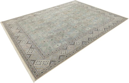 Corner detail of New Nain rug showing border pattern and Wool pile