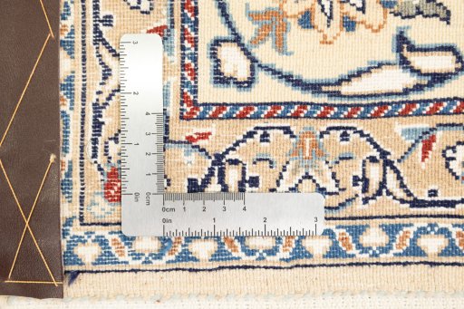 Full view of 1990s Nain rug from Iran / Persia, 240 × 195 cm in Dark blue tones