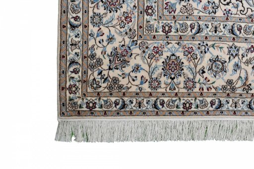 Close-up detail of New Nain rug from Iran / Persia showing Cork weave