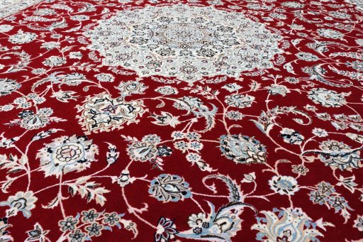 Full view of New Nain rug from Iran / Persia, 309 × 208 cm in Red tones