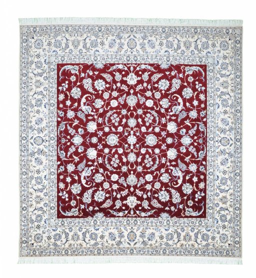 Full view of New Nain rug from Iran / Persia, 263 × 254 cm in Red tones