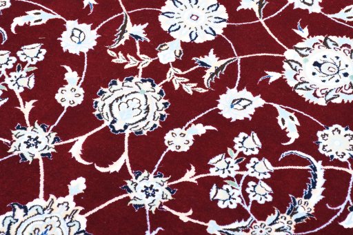 Close-up detail of New Nain rug from Iran / Persia showing Cork weave