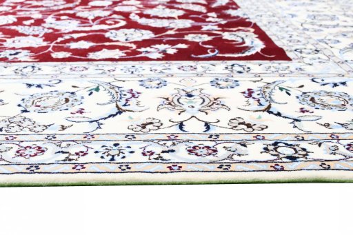 Full view of New Nain rug from Iran / Persia, 263 × 254 cm in Red tones