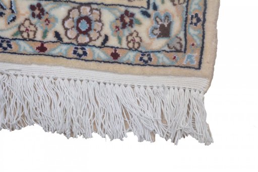 Close-up detail of New Nain rug from Iran / Persia showing Cork weave