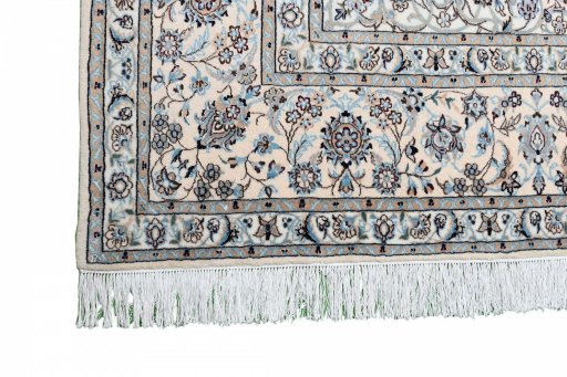 Close-up detail of New Nain rug from Iran / Persia showing Wool weave