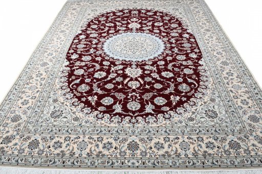 Surface texture of New Nain rug with natural Wool and intricate pattern