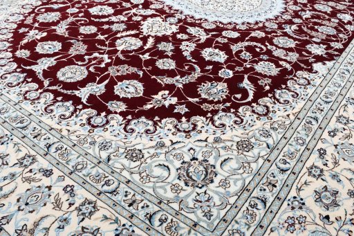 Full view of New Nain rug from Iran / Persia, 311 × 211 cm in Red tones