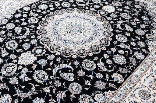 Close-up detail of New Nain rug from Iran / Persia showing Wool weave