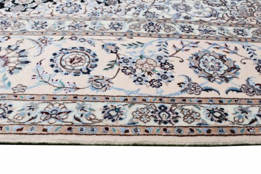 Full view of New Nain rug from Iran / Persia, 356 × 257 cm in Blue tones
