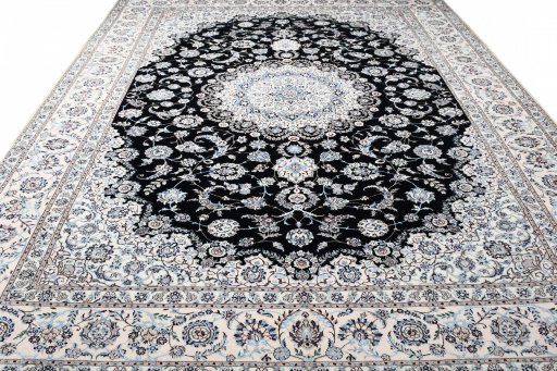 Surface texture of New Nain rug with natural Wool and intricate pattern