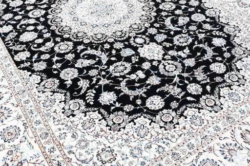 Full view of New Nain rug from Iran / Persia, 356 × 257 cm in Blue tones