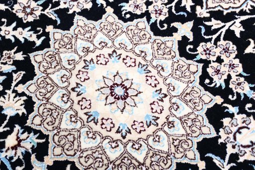 Close-up detail of New Nain rug from Iran / Persia showing Cork weave