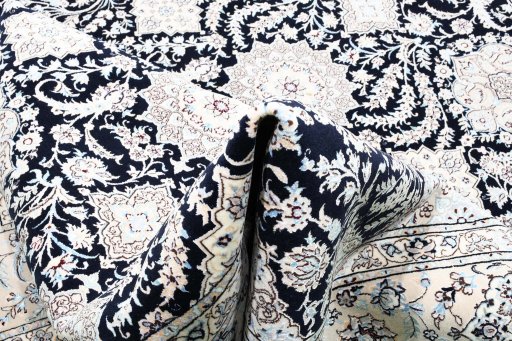 Close-up detail of New Nain rug from Iran / Persia showing Cork weave