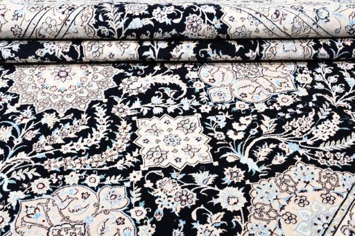 Full view of New Nain rug from Iran / Persia, 300 × 213 cm in Blue tones