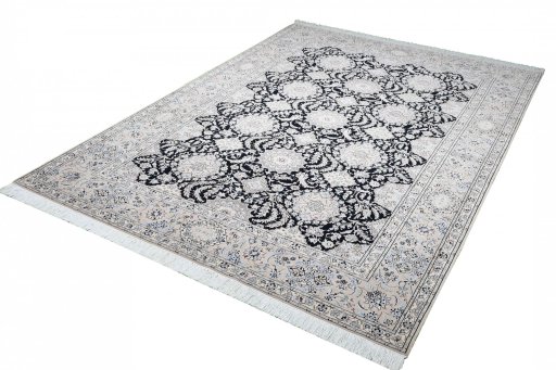 Close-up detail of New Nain rug from Iran / Persia showing Cork weave