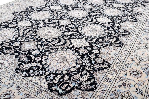 Close-up detail of New Nain rug from Iran / Persia showing Cork weave