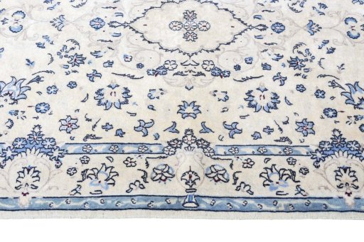 Full view of 2000s Nain rug from Iran / Persia, 200 × 126 cm in Beige tones
