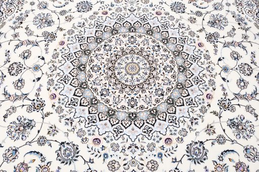 Surface texture of New Nain rug with natural Wool and intricate pattern