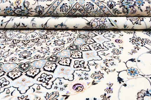 Surface texture of New Nain rug with natural Wool and intricate pattern