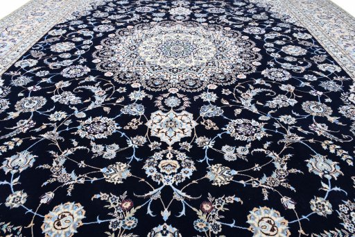 Close-up detail of New Nain rug from Iran / Persia showing Cork weave