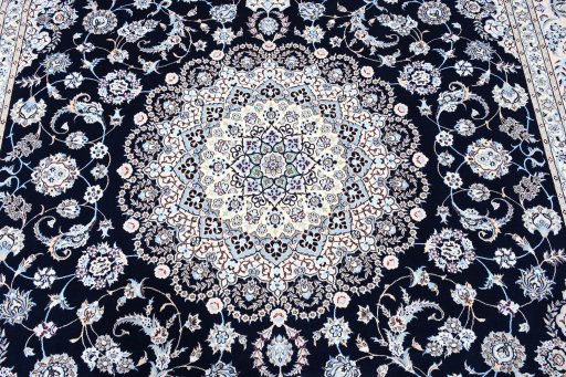 Central medallion detail of New Nain rug from Iran / Persia