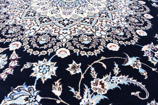 Close-up detail of New Nain rug from Iran / Persia showing Cork weave