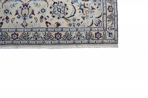 Close-up detail of New Nain rug from Iran / Persia showing Wool weave