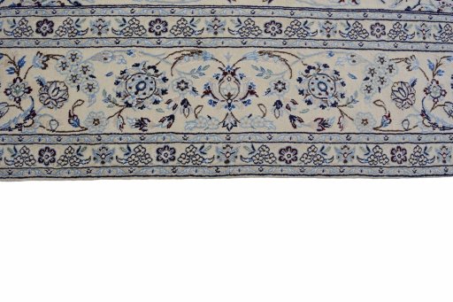 Full view of New Nain rug from Iran / Persia, 349 × 243 cm in Beige tones