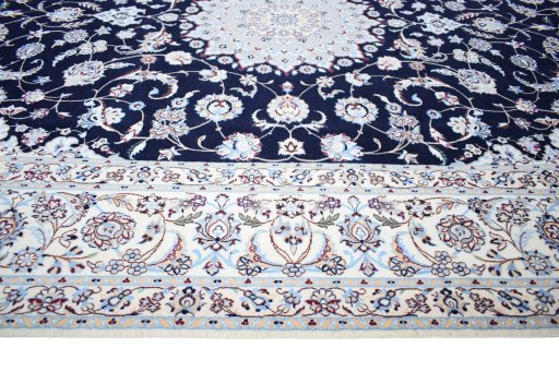 Close-up detail of New Nain rug from Iran / Persia showing Cork weave