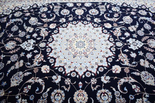 Close-up detail of New Nain rug from Iran / Persia showing Cork weave