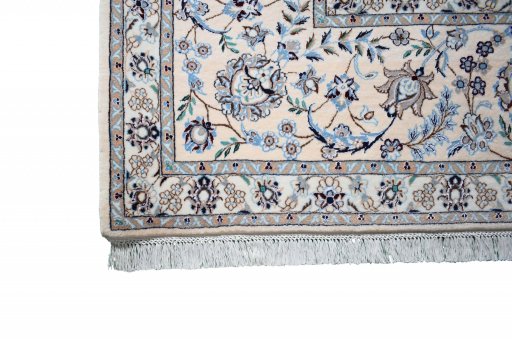 Close-up detail of New Nain rug from Iran / Persia showing Cork weave