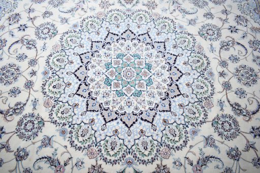 Central medallion detail of New Nain rug from Iran / Persia