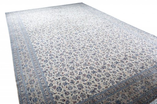 Close-up detail of 1970s Nain rug from Iran / Persia showing Cork weave