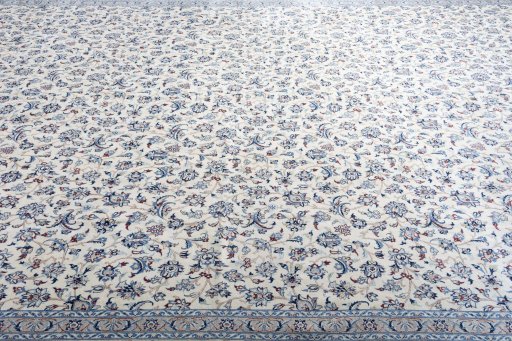 Close-up detail of 1970s Nain rug from Iran / Persia showing Cork weave