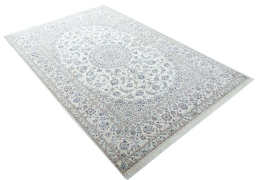Close-up detail of New Nain rug from Iran / Persia showing Cork weave