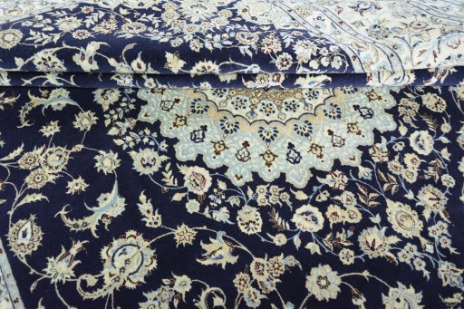 Close-up detail of New Nain rug from Iran / Persia showing Cork weave