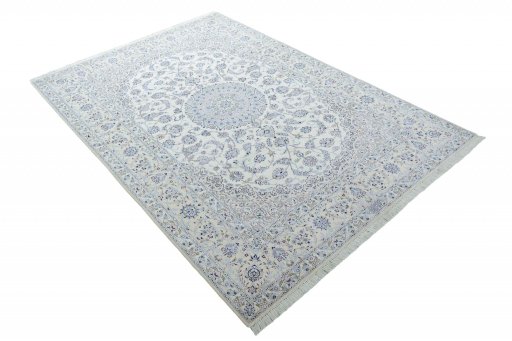 Close-up detail of New Nain rug from Iran / Persia showing Cork weave