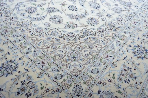 Close-up detail of New Nain rug from Iran / Persia showing Cork weave