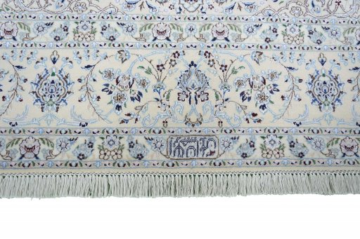 Full view of New Nain rug from Iran / Persia, 305 × 208 cm in Beige tones