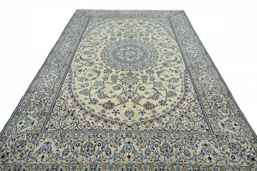 Surface texture of New Nain rug with natural Wool and intricate pattern