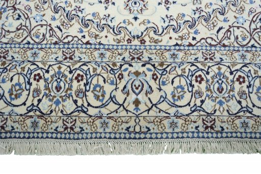 Full view of New Nain rug from Iran / Persia, 311 × 200 cm in Beige tones