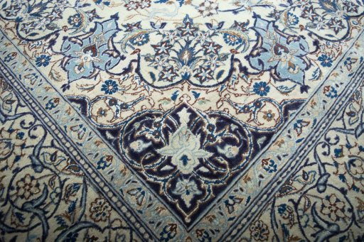 Close-up detail of New Nain rug from Iran / Persia showing Wool weave